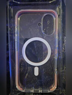 Iphone 16 - Clear Mag Safe Phone Case with Pink Trim - Includes Tempered Glass